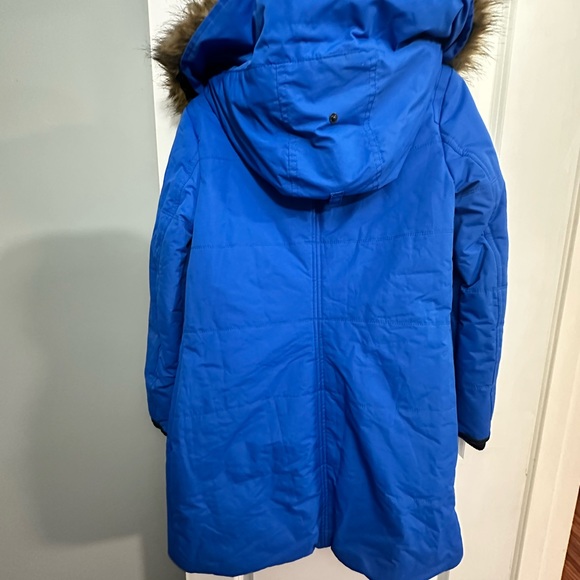 NWOT Point Zero Hooded Faux Fur Trim Parka Puffer Jacket Blue, S - Picture 5 of 8
